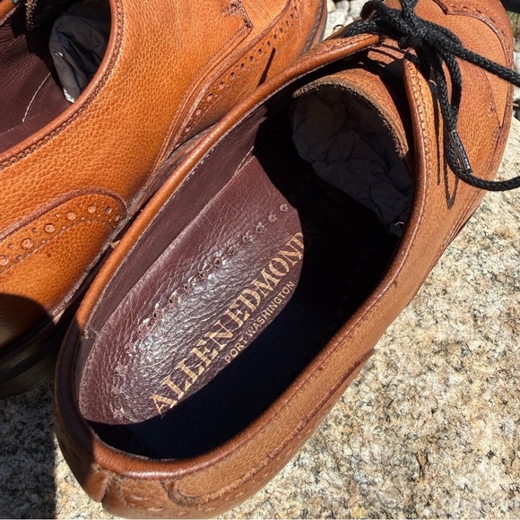 Allen Edmonds Men’s Nomad Wingtip Derby Brown Pebbled Leather Dress Shoes 9D USA